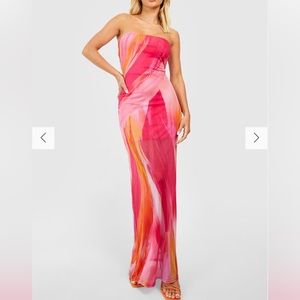 Boohoo Abstract Mesh Maxi Dress